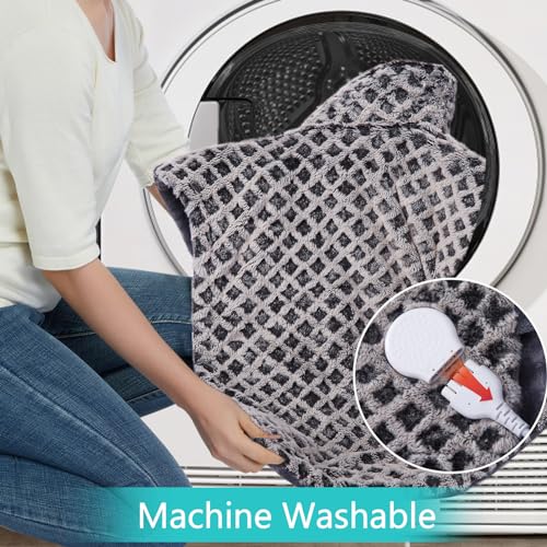CAROMIO Massaging Heating Pad for Back Pain Relief, Neck and Shoulders Electric Heating Pads Large Size, Full Body Back Heat Pad with Auto Shut Off, 3 Heating Levels & 3 Massage Modes (Grey, 35"x24")