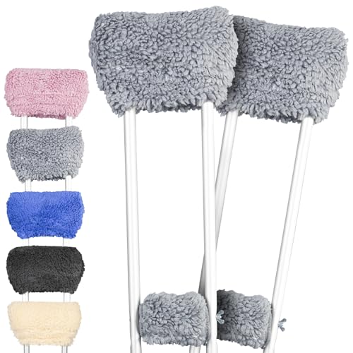 Vive Sheepskin Crutch Pads & Hand Grips for Adults, Kids, Crutches, Armpits - Accessories Knee Scooter Foot Injuries Pillow for 5ft Medical 6 feet Youth Padding Arm Underarm Folding Walking Crutches