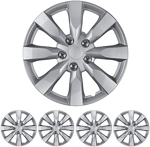 BDK (4-Pack) Premium 16" Wheel Rim Cover Hubcaps OEM Style Replacement Snap On Car Truck SUV Hub Cap - 16 Inch Set, Abs,Steel, Acrylonitrile Butadiene Styrene