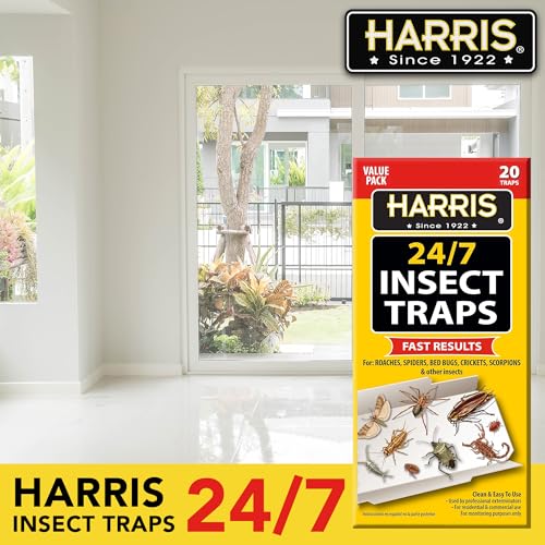 Harris 24/7 Insect Trap for Roaches, Spiders, Bed Bugs, Crickets, Scorpions and More, 20 Count Value Pack