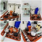 Espresso Machine Accessories,5pcs Espresso Tamper Kit,54mm Coffee Tamper Fits Breville Espresso Machine Portafilters Tools Set,Sapele Wood Tamping Station with Tamper,Leveler,Brush and Puck Screen