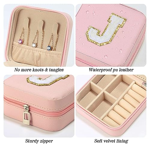 Parima Teen Girl Gifts Trendy Stuff - Travel Jewelry Boxes for Girls, Necklace Earring Organizer for Girls, 4-16 Year Old Birthday Gifts for Teen Girls, Christmas Gifts for Girls 2024 - Letter B, Pink