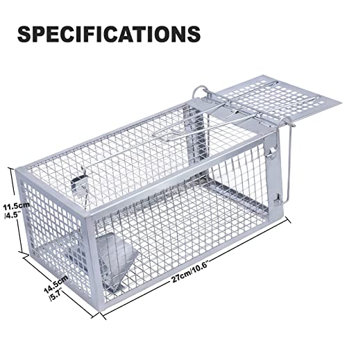POlAFLEX Rat Traps Outdoor and Indoor, Single Door Cage Rodent Trap, Live Traps for Chipmunks, Catch and Release, Chipmunk Traps That Work for Rats, Mice, Chipmunks, and Other Small Size Animals