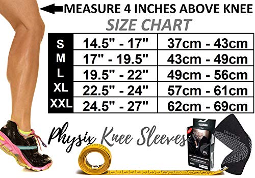 PHYSIX GEAR Knee Support Brace - Premium Recovery & Compression Sleeve for Meniscus Tear, ACL, MCL Running & Arthritis - Best Neoprene Stabilizer Wrap for Crossfit, Squats & Workouts -Single Grey XL