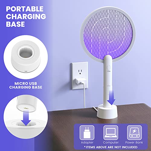 LiBa Electric Fly Swatter Racket, 2 in 1 Electric Bug Zapper USB Rechargeable, 4000V Indoor Outdoor Mosquito Zapper with 5 Layer Safety Mesh, Cordless Insect Killer Trap Home Office Camping Patio