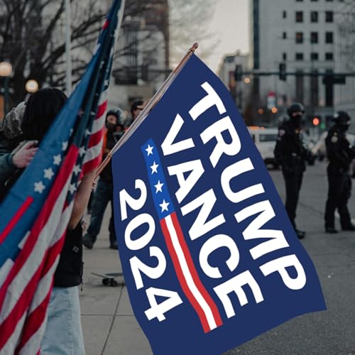 Trump Vance 2024 Flags 3x5 Outdoor Made in USA-Double Sided 3 Ply Heavy Duty Blue Trump Vance 2024 Flags Banner for Outside with 2 Brass Grommets UV protection Fade Resistant for Indoor Outdoor
