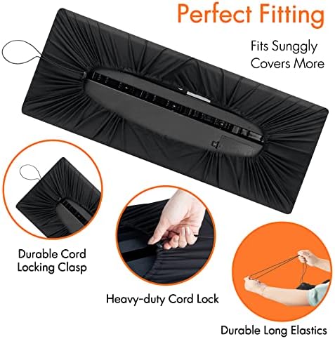 76 Keys Piano Keyboard Cover, Stretchy Music Dirt Proof Electronic Keyboard Cover With Durable Elastic & Cord Lock Must Have Piano Accessories, Black