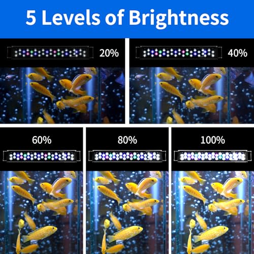AQUANEAT LED Aquarium Light for 18 to 24 Inch Fish Tank, Auto On Off with Timer, Full Spectrum Fish Tank Light, Adjustable Brightness, Daylight Moonlight Mode, for Fresh Water Low-to-Mid Light Plants