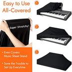 76 Keys Piano Keyboard Cover, Stretchy Music Dirt Proof Electronic Keyboard Cover With Durable Elastic & Cord Lock Must Have Piano Accessories, Black