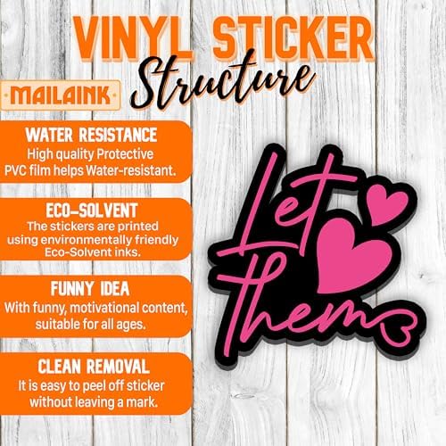 Set 3Pcs Let Them Sticker Funny Quotes Cute Heart Sticker Meme Humor Sticker Bookish Hard Hat Waterproof 2 Inches Die-Cut Vinyl for Water Bottle Laptop Phone for Friend Coworker Dad Mom