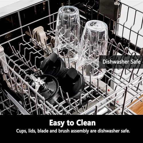 Ninja Blender Cups Replacement, 24oz Ninja Blender Cups with To-Go Lids, 7 Fins Extractor Blade, Compatible with Nutri Auto iQ Blenders BL2012 BN801 BL480-30 BL640-30 BL642-30 NN100-30 BL450