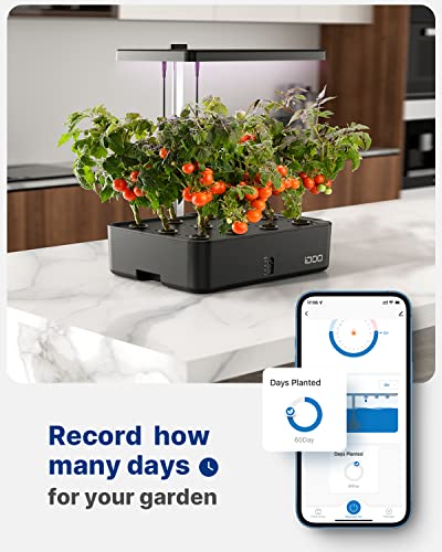 iDOO Hydroponics Growing System Kit 12Pods, Christmas Gifts for Women Mom, Herb Garden Indoor with LED Grow Light for Home, Built-in Fan, Auto-Timer, Adjustable Height Up to 11.3", 12Pods WiFi-Black