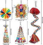 Bird Toys Bird Rope Perch with Bell Colorful Bird Chewing Shredding Foraging Toys Parakeet Toy Parrot Swing Climbing Standing Hanging Toys Bird Cage Accessories for Conure Cockatiel Budgies Lovebird