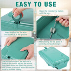 Qualirey 6 Pack Rat Bait Stations with 6 Keys Reusable Mouse Bait Stations Heavy Duty Bait Boxes for Rodents Outdoor Mouse Poison Holder Large Station Traps for Mice Pests, Bait Not Included (Green)