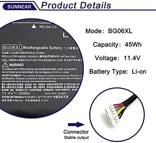 BG06XL Laptop Battery Replacement for HP EliteBook Folio 1040 G3 Series Notebook 804175-181 804175-1B1 804175-1C1 805096-001 805096-005 BG06045XL HSTNN-IB6Z HSTNN-Q99C