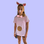 HODRME 4 Pieces Pig Ears and Tail Set-Pink Pig Headband Tail Nose Bow Tie Cosplay Party Halloween Costume Accessories for Kids and Adults