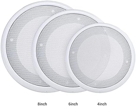 Facmogu 2PCS 8in White Ceiling Speaker Covers, Surface Mount Speaker Grill Mesh Round Speaker Grille Woofer Car Speaker Grill Cover Guard Protector Replacement Round Metal Grills