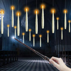 AFINETH Flameless Floating Candles with Wand, Magic Hanging Candles, Flickering Floating LED Candles, Ivory Battery Operated Electric Taper Candles for Halloween Christmas Birthday Theme Party, 12 PCS