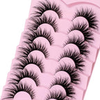 Veleasha Lashes Kit with Glue & Tweezer Cat Eye Lashes that Look Like Extensions Fluffy Faux Mink Lashes Wispy Fox Eye Lashes Natural Look 7 Pairs Fake Eyelashes Pack (Cat Eye)