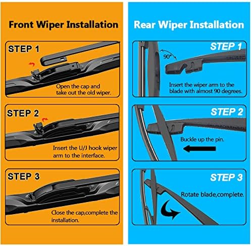 3 Wipers Replacement for Honda CRV CR-V Windshield Wiper Blades with Rear 2017-2021 2022 26"+17"+12inch