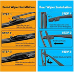 3 Wipers Replacement for Honda CRV CR-V Windshield Wiper Blades with Rear 2017-2021 2022 26"+17"+12inch