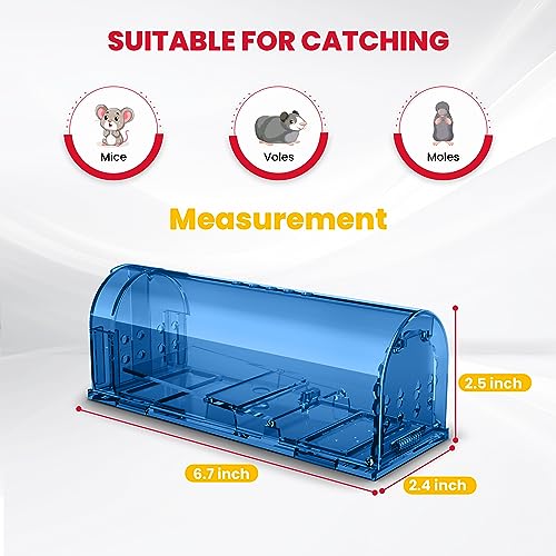 Utopia Home Humane Mouse Traps Indoor for Home (Pack of 4) - Blue Reusable Mice Traps for House Indoor - Pet Safe Mouse Trap Easy to Set, Quick, Effective, & Safe Rodent Trap