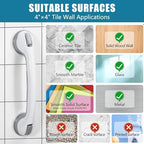 Grab Bars for Bathtubs and Showers, 16 Inch Shower Handle Heavy Duty Suction Cup Grab Bars for Shower Chair, Bathroom Safety Bar for Elderly (White 1 Pack)