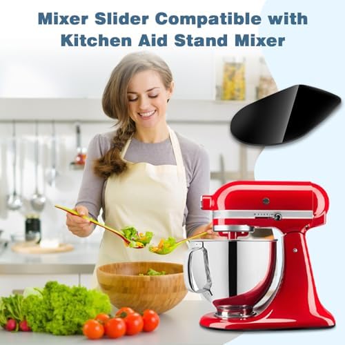 Mixer Slider Mat for Kitchen Aid 4.5-5 Qt Tilt Head Stand Mixer, Glossy Sliding Tray Mixer Sliders for Kitchenaid Artisan Mixer, Kitchen Aid Accessories and Attachments, Countertop Storage, Black