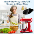 Mixer Slider Mat for Kitchen Aid 4.5-5 Qt Tilt Head Stand Mixer, Glossy Sliding Tray Mixer Sliders for Kitchenaid Artisan Mixer, Kitchen Aid Accessories and Attachments, Countertop Storage, Black