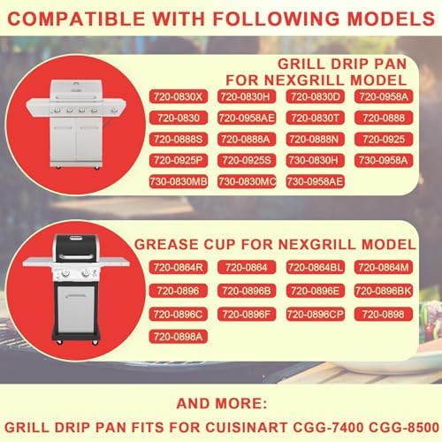 DcYourHome Grease Tray with 15 Pack Drip Pan for Nexgrill 720-0830H 720-0925P 720-0830D 720-08882A 720-0896 720-0888S Replacement Parts, Grill Drip Tray for Cuisinart CGG-7400 CGG-8500 Grease Catcher