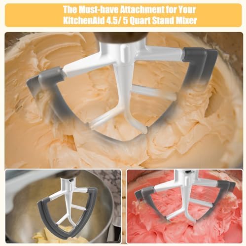 Freeboy Flex Edge Beater for KitchenAid Tilt-Head Stand Mixers, KFE5T Paddle with Scraper for Kitchen Aid Mixer Accessories Beater Blade (4.5-5 Quart), White