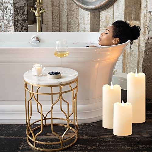 TECHLONG Flickering Flameless Candles with 3D Moving Flame, Last 1000+ Hours Battery Operated Candles with Timer, Ivory Real Wax Pillar Electric LED Candle for Wedding Christmas Party/3" x 6"