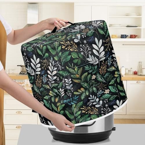 Kitchen Small Appliance Dust Covers Green Leaf Compatible 6 Quart Pressure Cooker Air Fryer Round Cover Protective Cover for Instant for Pot and Extra Accessories Home Decor