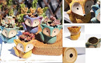 RUNADI Succulent Pots, Ceramic Flower Planter Pot with Bamboo Tray, Small Animal Succulent Planters, Cute Cactus Flower Pot/Garden Planters, Office Home Decoration Pack of 4
