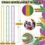 72PCS Mardi Gras Beads Throws, Mardi Gras Green Purple Gold Metallic Beads Necklaces Accessories Bulk, Mardi Gras Beads Necklace Costumes for Parade Throws Party Decorations Favor Supplies