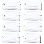 8 Pack Plastic Business Card Holder - Clear Business Card Case for Desk - Office Acrylic Business Card Stand Display