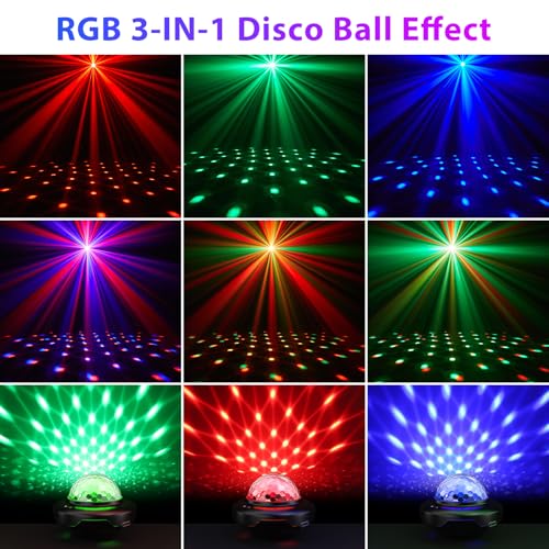 Oloaxolx Rechargeable Disco Ball, Party Lights Night Light 2 in 1 RGB Dj Lighting Strobe Lamp with Sound Activated 6 Modes for Home Room Dance Parties Birthday Halloween Christmas Decorations(2pcs)