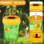 2 Pack Wasp Traps Outdoor Hanging Fly Traps with UV LED Light Solar Powered Hornet Trap Non-Toxic Reusable Hornet Traps Wasp Killer for Indoor Outdoor Patio Garden Home (Green)