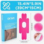 OK TAPE One-Structure K-Tape Patches | Precut for Knee Kinesiology Tape | Pain Relief and Accessories | 10 Pcs and Pink