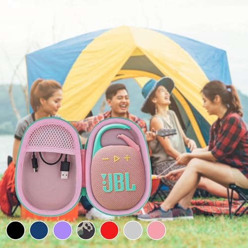 co2CREA Hard Carrying Case Replacement for JBL Clip 5 Waterproof Portable Mini Speaker (Pink Case)