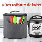 Luxja Dust Cover Compatible with 6 Quart Instant Pot (Enclosed on the Bottom), Zipper Closure Cover Compatible with 6 Quart Instant Pot (with Accessories Pockets, Patent Design), Gray (Medium)