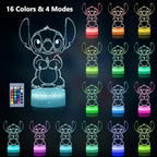 Hoofun 3D Illusion Stitch Night Light: Stitch Gifts Light with Remote Control and Smart Touch, Stitch Stuff for Girls Room Decor Lamp Birthday Christmas Gifts