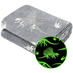 Glow in The Dark Blanket Dinosaur Blanket for Boys Kids Soft Cute Dino Blanket Christmas Toys Gifts Gray Glowing Dinosaur Blanket for Bed 90x90 inch