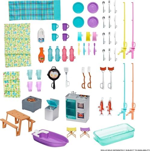 Barbie Camper Playset, 3-in-1 DreamCamper with Pool & 50 Accessories, Transforms into Doll-Sized Truck, Boat & House (Amazon Exclusive)