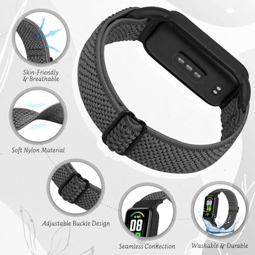 Solo Loop Elastic Nylon Bands Only Compatible with Amazfit Band 7 Straps,Soft Adjustable Stretchy Sport Replacement Strap for Amazfit Band 7 for Men Women