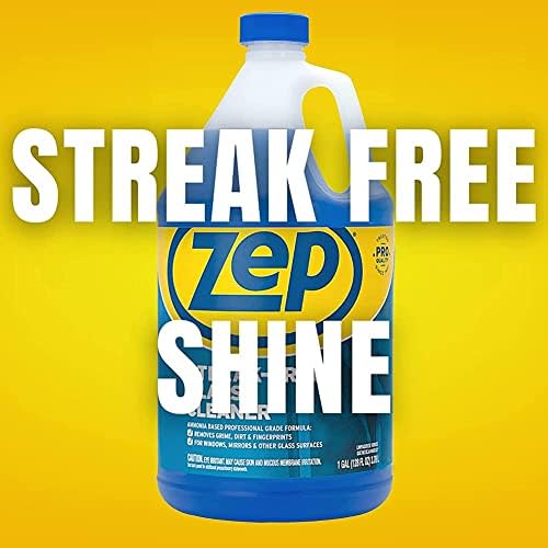 Zep Streak-Free Glass Cleaner - 1 Gallon (Case of 4) ZU1120128 - Professional Grade Formula that Cleans Dirt, Fingerprints, Grime, Smoke Haze, and Toothpaste on Windows, Mirrors, and Other Glass
