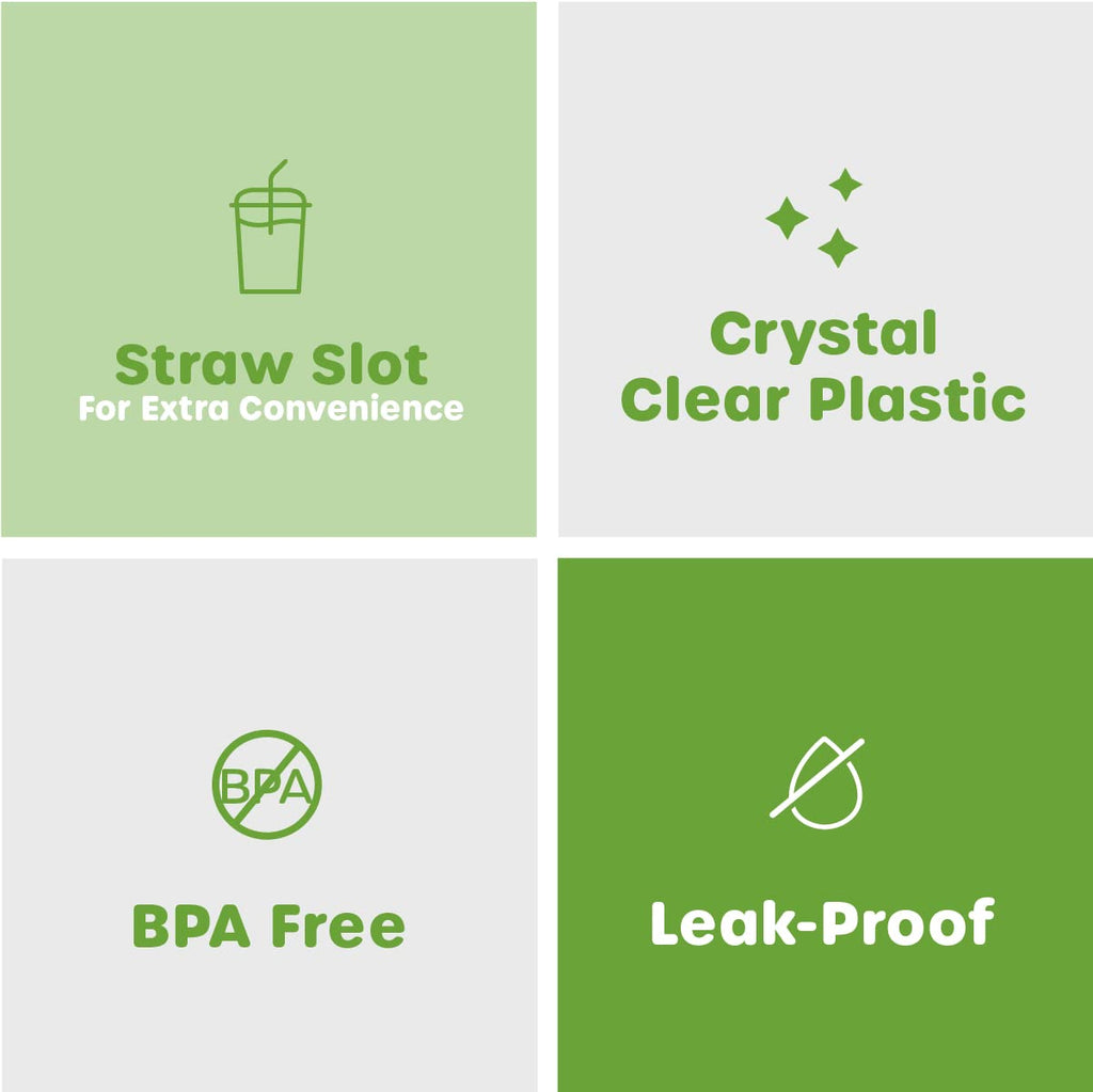Comfy Package [24 oz. - 100 sets Clear Plastic Cups With Flat Lids & Straws - Disposable Clear Drinking Cups For Iced Coffee, Cold Drinks, Milkshakes, and Smoothies