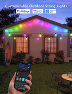 Govee Smart Outdoor String Lights H7021, RGBIC Warm White 96ft (2 Ropes of 48ft) LED Bulbs for Halloween Decorations, Christmas, WiFi Patio Lights Work with Alexa, Google, APP Control, IP65 Waterproof