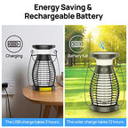 Solar Bug Zapper Outdoor Waterproof, Meilen Mosquito Zapper, Rechargeable Cordless Gnats Mosquitoes Flies Moths Killer for Camping Backyard Kitchen Home Garden (Solar Power)