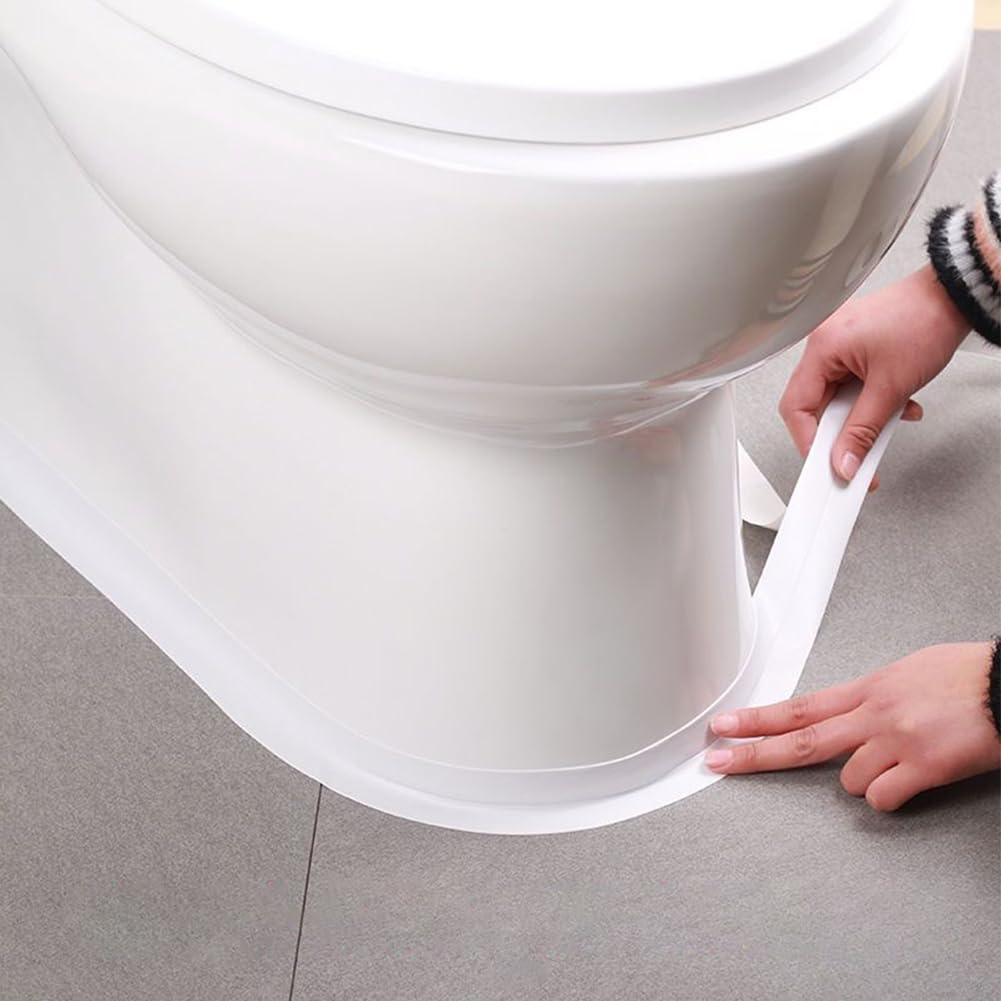 White Caulk Tape Self Adhesive Waterproof, Bathroom Peel & Stick Caulking Strip Floor Tile Wallpaper Toilet Tub Shower Wall Trim, DIY Project Renter Friendly Decor, Quick & Easy to Install in Minutes